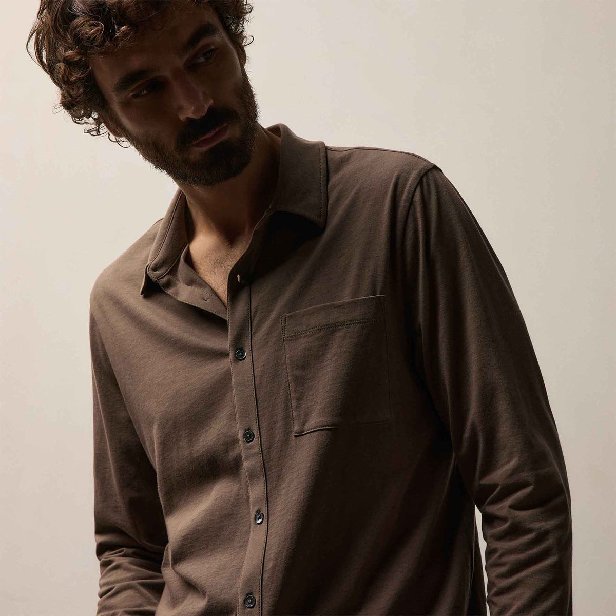 Clean Finish Jersey Shirt in Caribou | James Perse Los Angeles