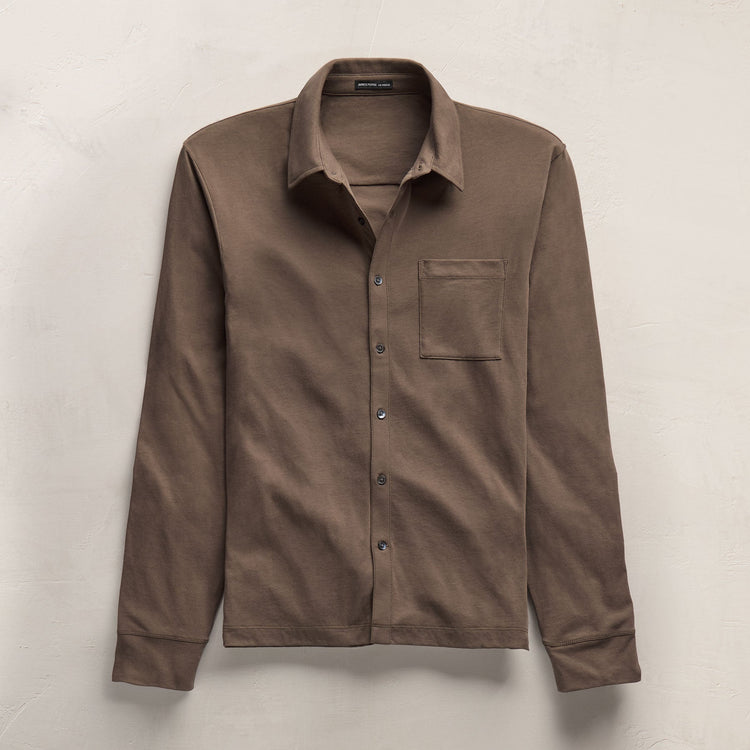 Clean Finish Jersey Shirt in Caribou | James Perse Los Angeles FLAT