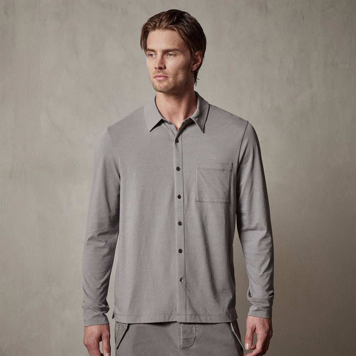 Knit Jersey Shirt in Silver Grey | James Perse Los Angeles