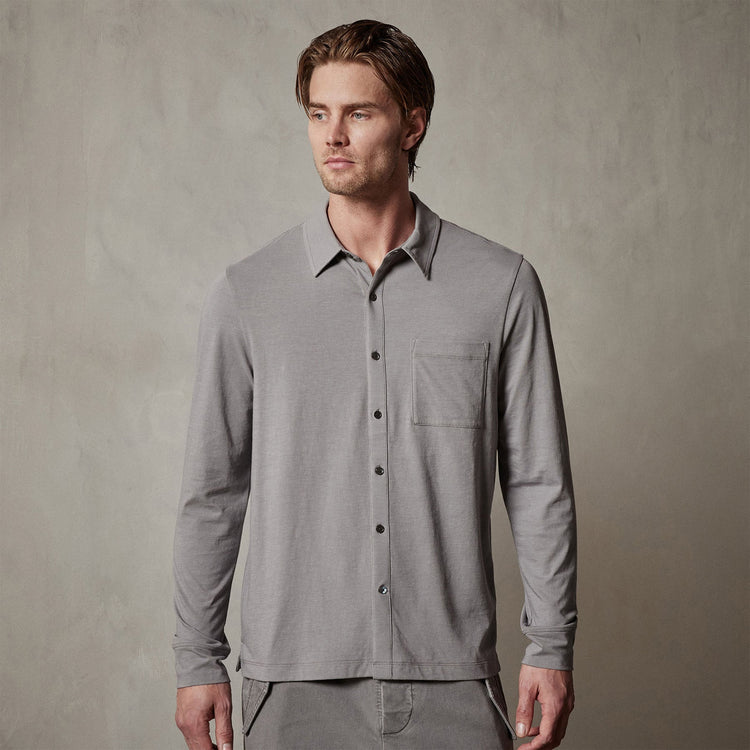 Knit Jersey Shirt in Silver Grey | James Perse Los Angeles