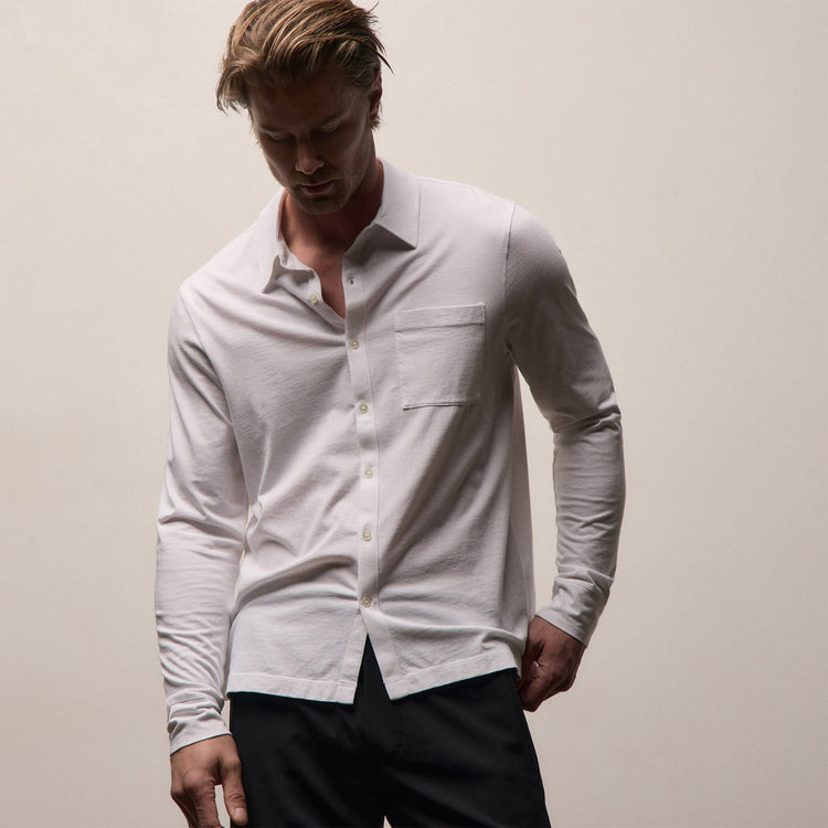 Clean Finish Jersey Shirt in White | James Perse Los Angeles