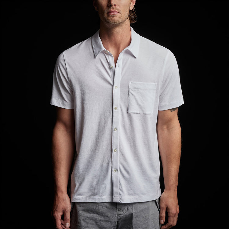 Clean Finish Short Sleeve Shirt in White | James Perse Los Angeles