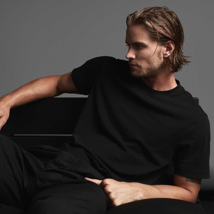 Clean Finish Jersey Short Sleeve Crew in Black | James Perse Los Angeles