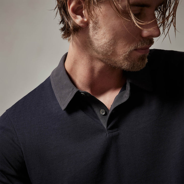 Clean Finish Jersey Contrast Polo in French Navy/Magma | James Perse Los Angeles