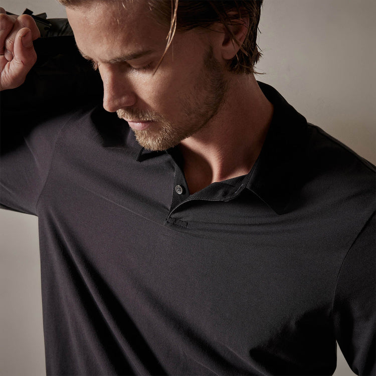 Clean Finish Jersey Contrast Polo in Magma/Black | James Perse Los Angeles