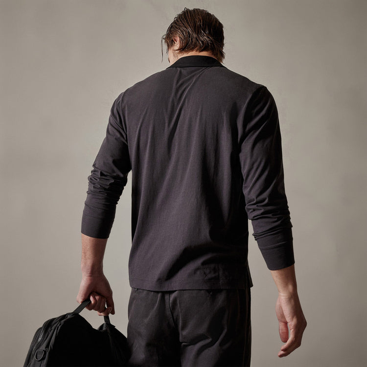 Clean Finish Jersey Contrast Polo in Magma/Black | James Perse Los Angeles