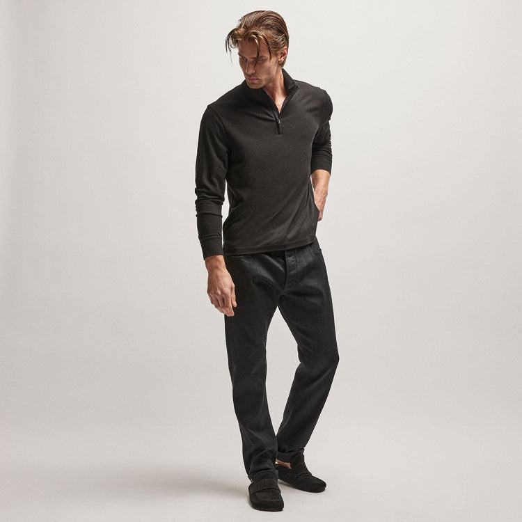 Clean Finish Jersey Half Zip in Black | James Perse Los Angeles
