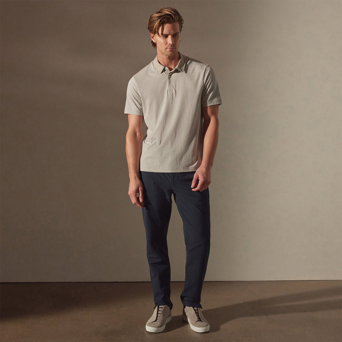 Clean Finish Jersey Polo in Fog/Dapple | James Perse Los Angeles