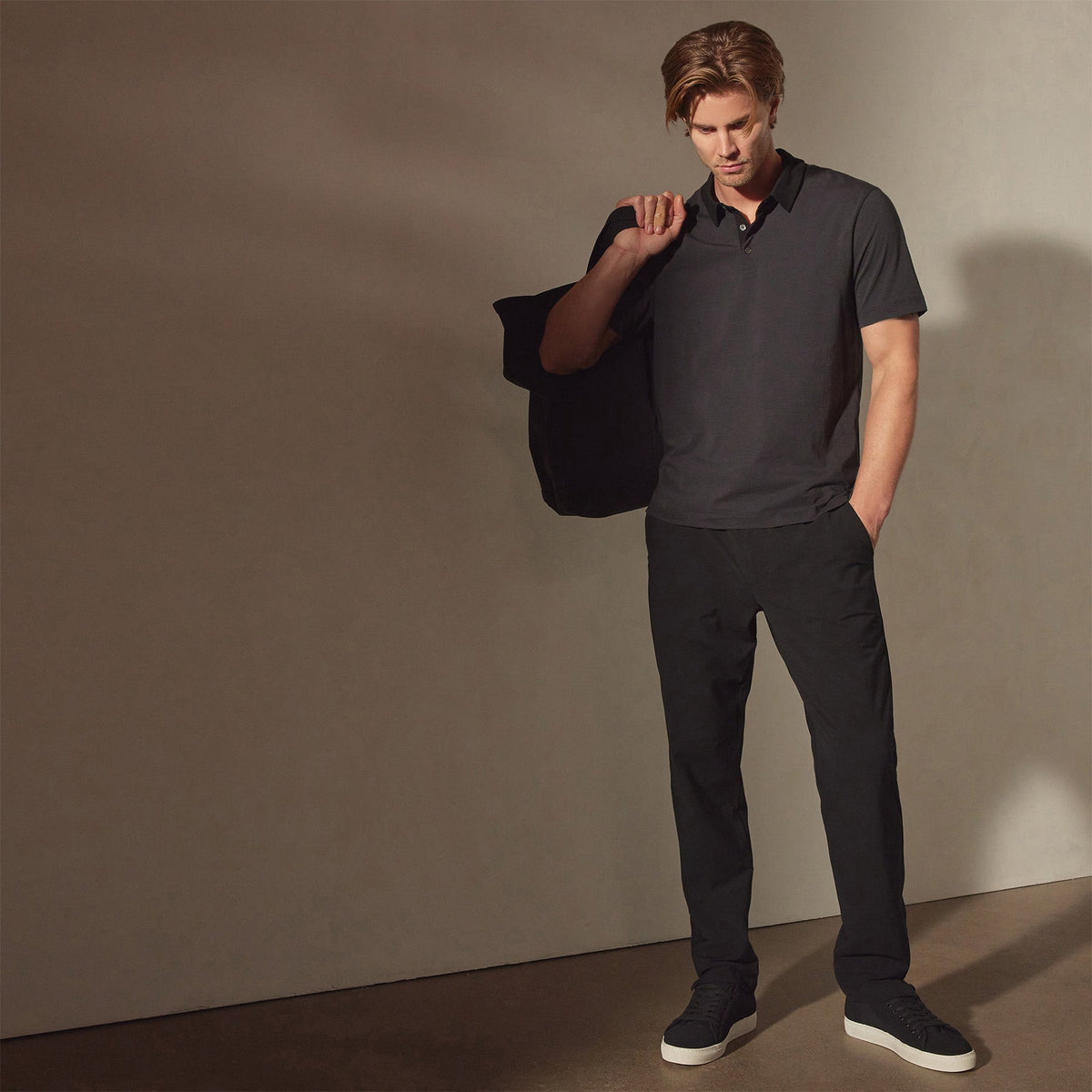 Clean Finish Jersey Polo in Magma/Black | James Perse Los Angeles