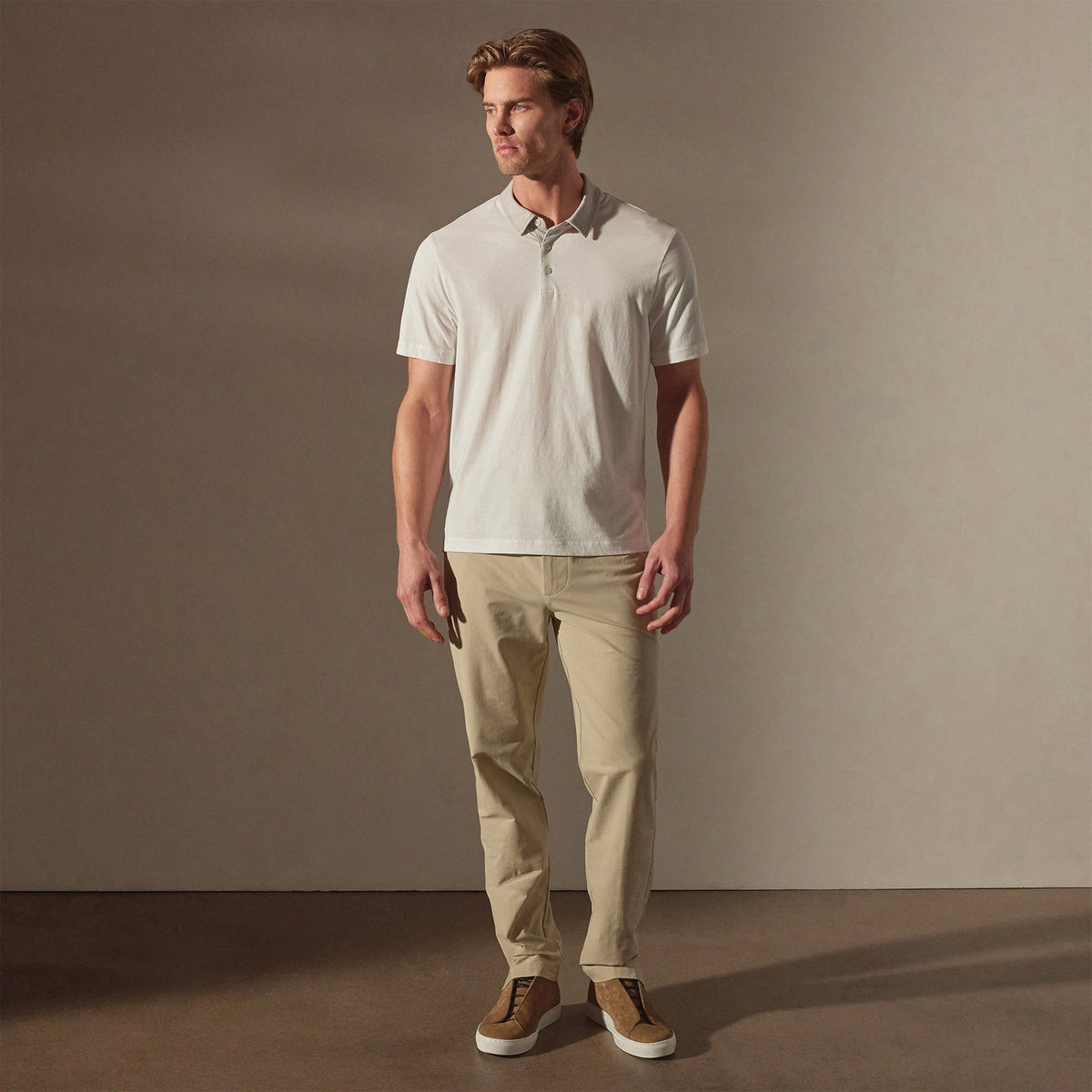Clean Finish Jersey Polo in White/Fog | James Perse Los Angeles