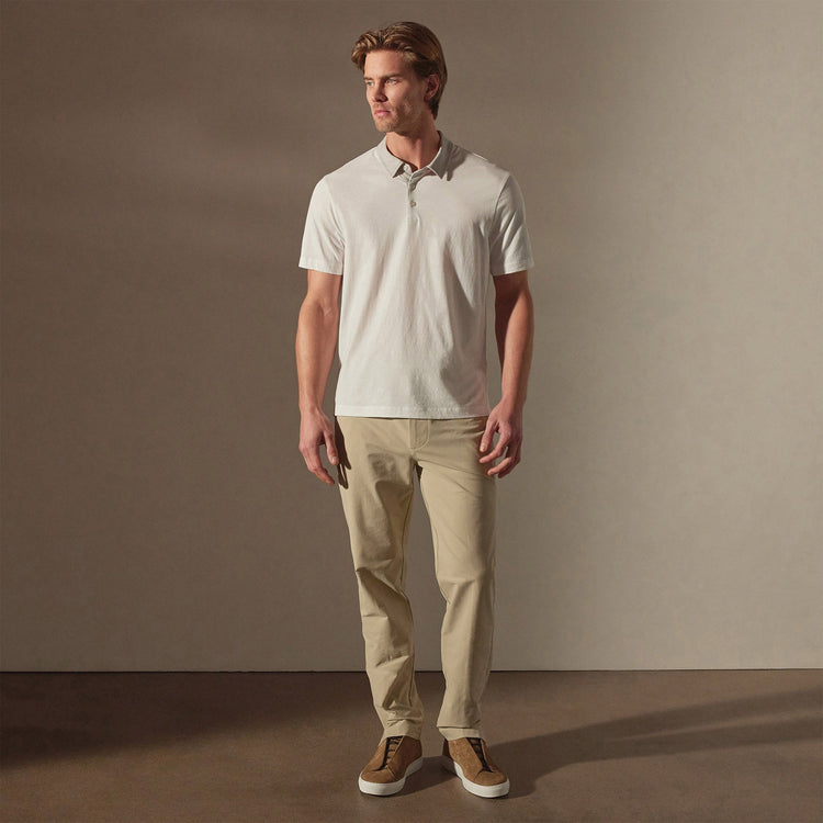 Clean Finish Jersey Polo in White/Fog | James Perse Los Angeles