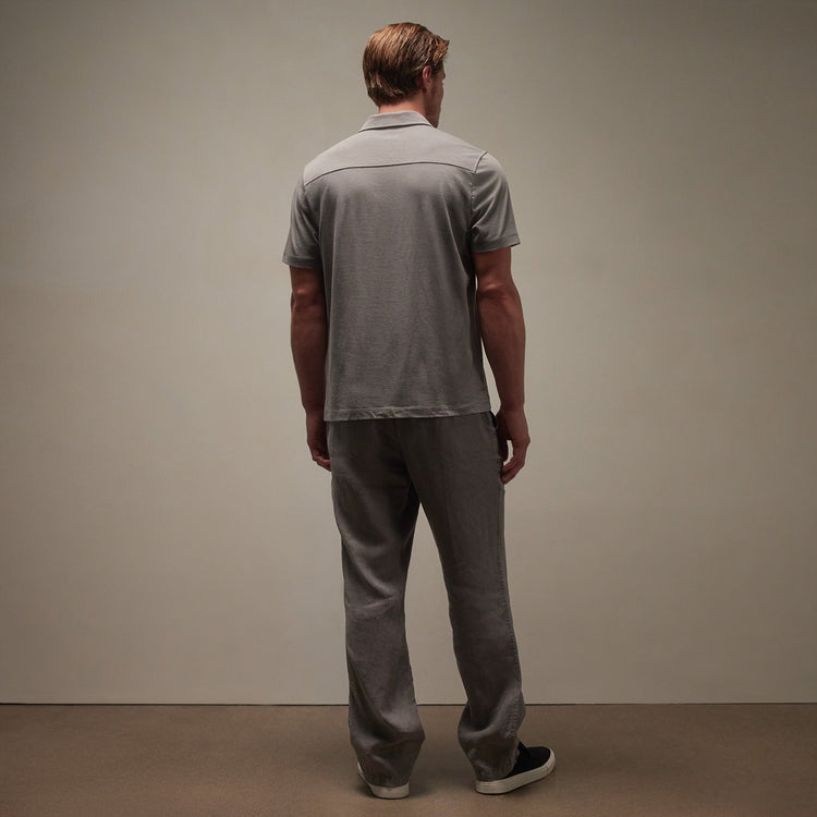 Clean Contrast Placket Short Sleeve in Silvergrey/Magma | James Perse Los Angeles