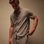 Clean Contrast Placket Short Sleeve in Silvergrey/Magma | James Perse Los Angeles