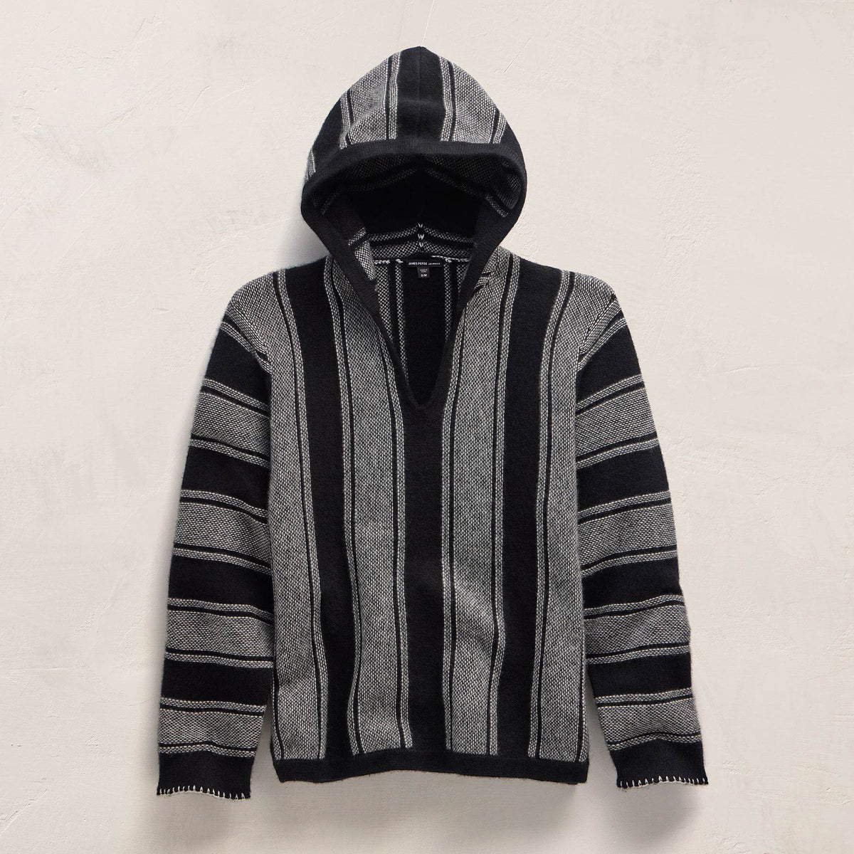 Mens Poncho in Black Stripe | James Perse Los Angeles FLAT