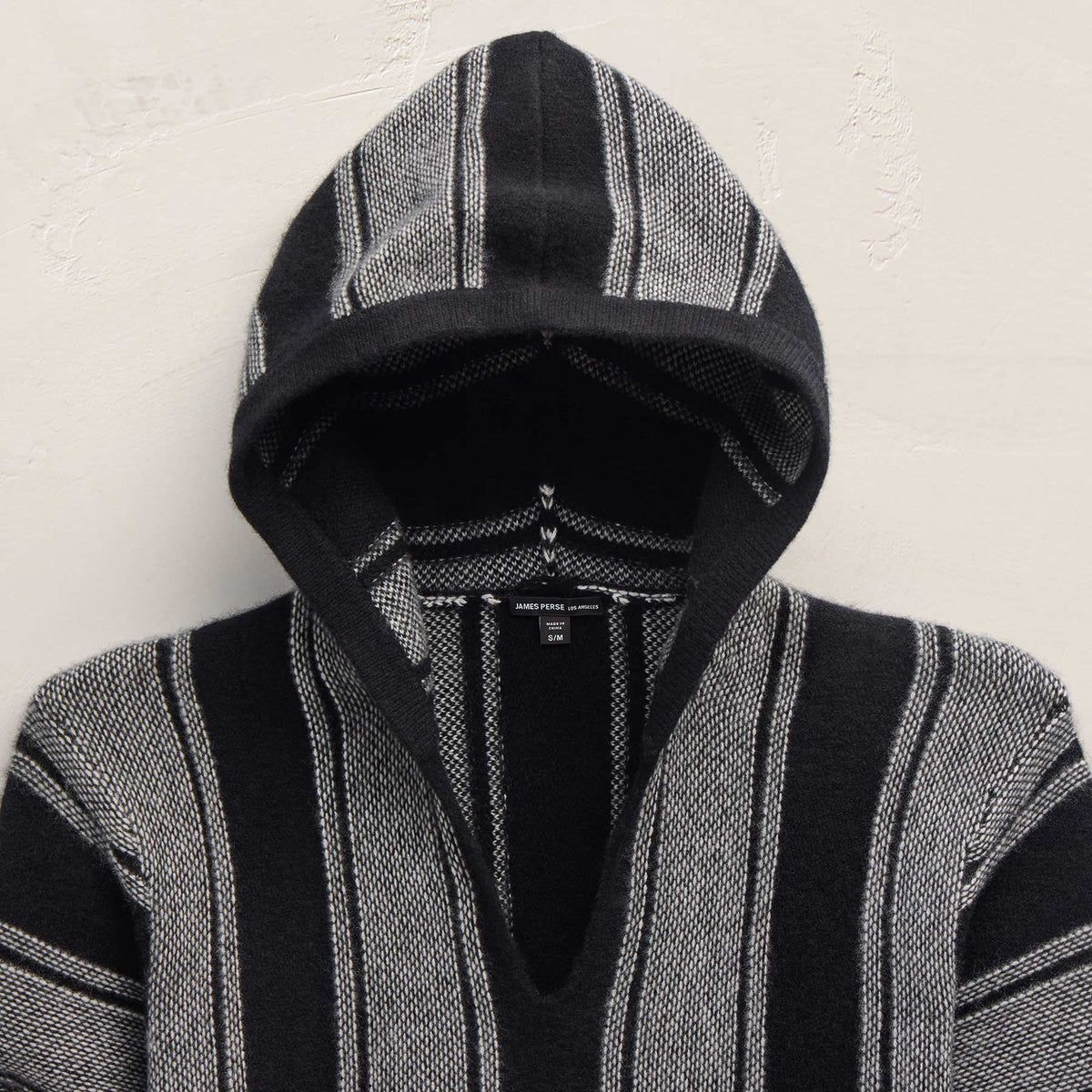 Mens Poncho in Black Stripe | James Perse Los Angeles FLAT