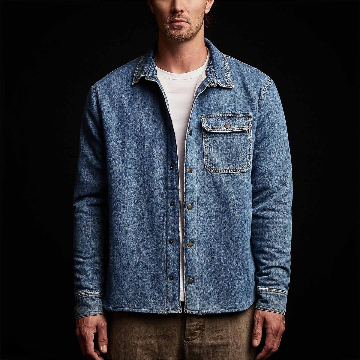 Sherpa Lined Denim Shrt Jacket in Indigo | James Perse Los Angeles