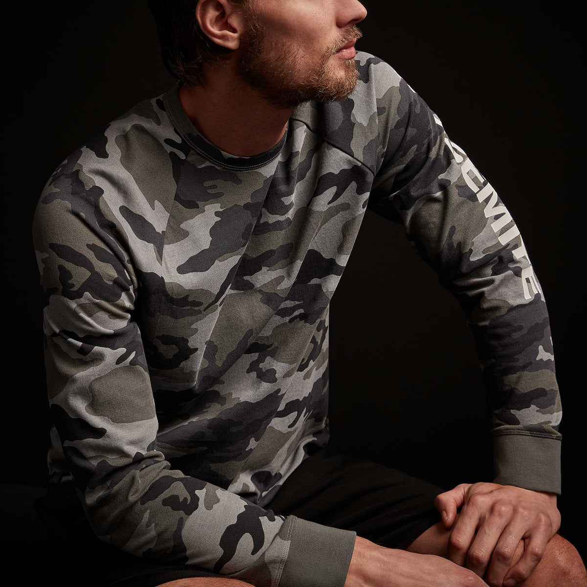 Camo Heavy Jersey Raglan Pullover - Rain Camo | James Perse Los Angeles