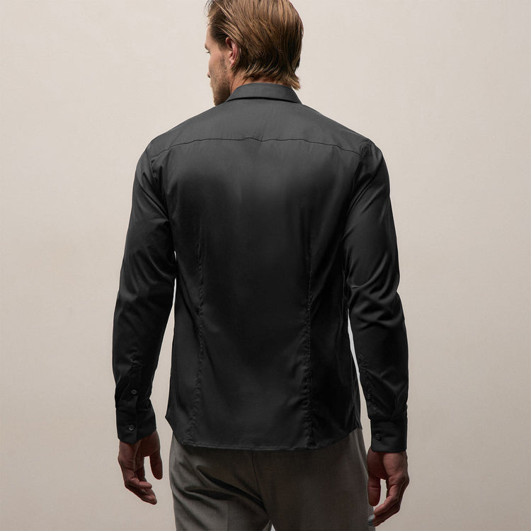 Matte Stretch Poplin Dress Shirt in Black | James Perse Los Angeles
