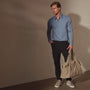 Matte Stretch Poplin Dress Shirt in Denim | James Perse Los Angeles
