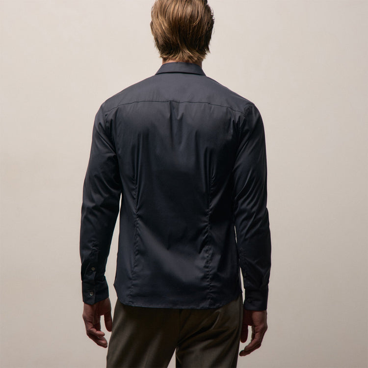 Matte Stretch Poplin Dress Shirt in Navy | James Perse Los Angeles