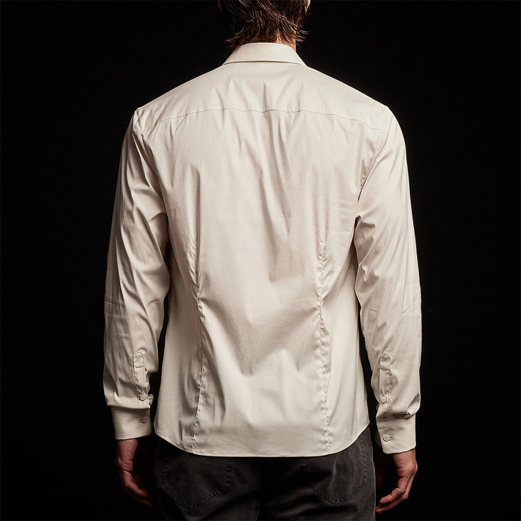 Matte Stretch Poplin Dress Shirt in Sand | James Perse Los Angeles
