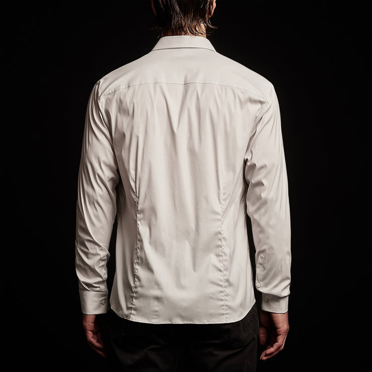Matte Stretch Poplin Dress Shirt in Silver | James Perse Los Angeles