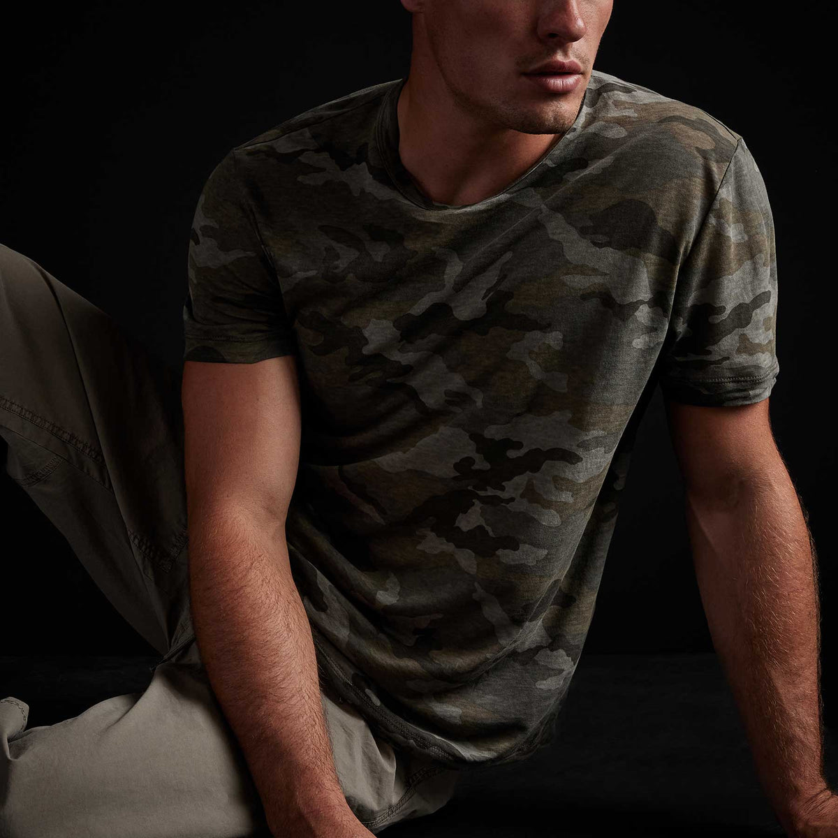 Clear Jersey Camo Crew in Jungle Camo | James Perse Los Angeles