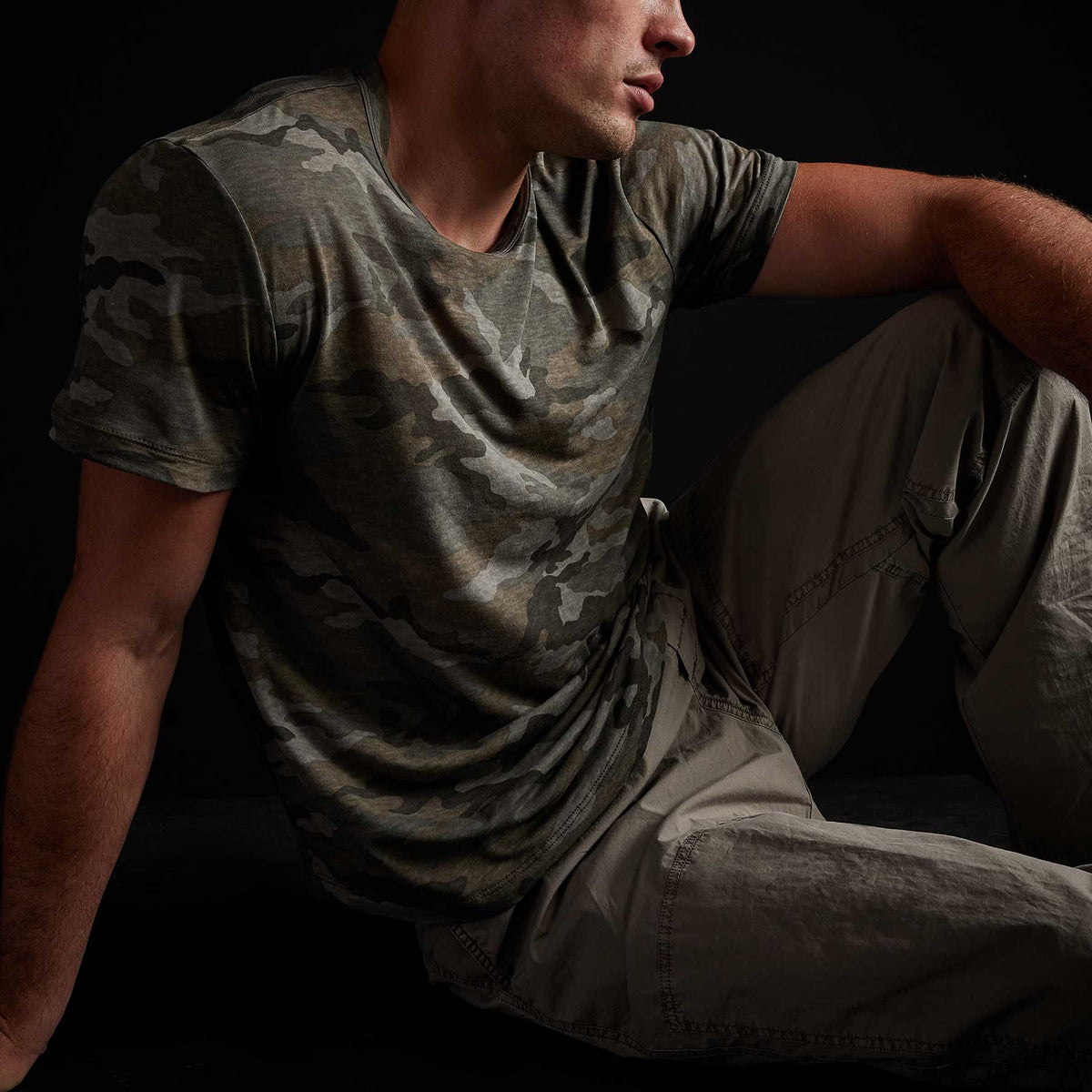 Clear Jersey Camo Crew in Jungle Camo | James Perse Los Angeles