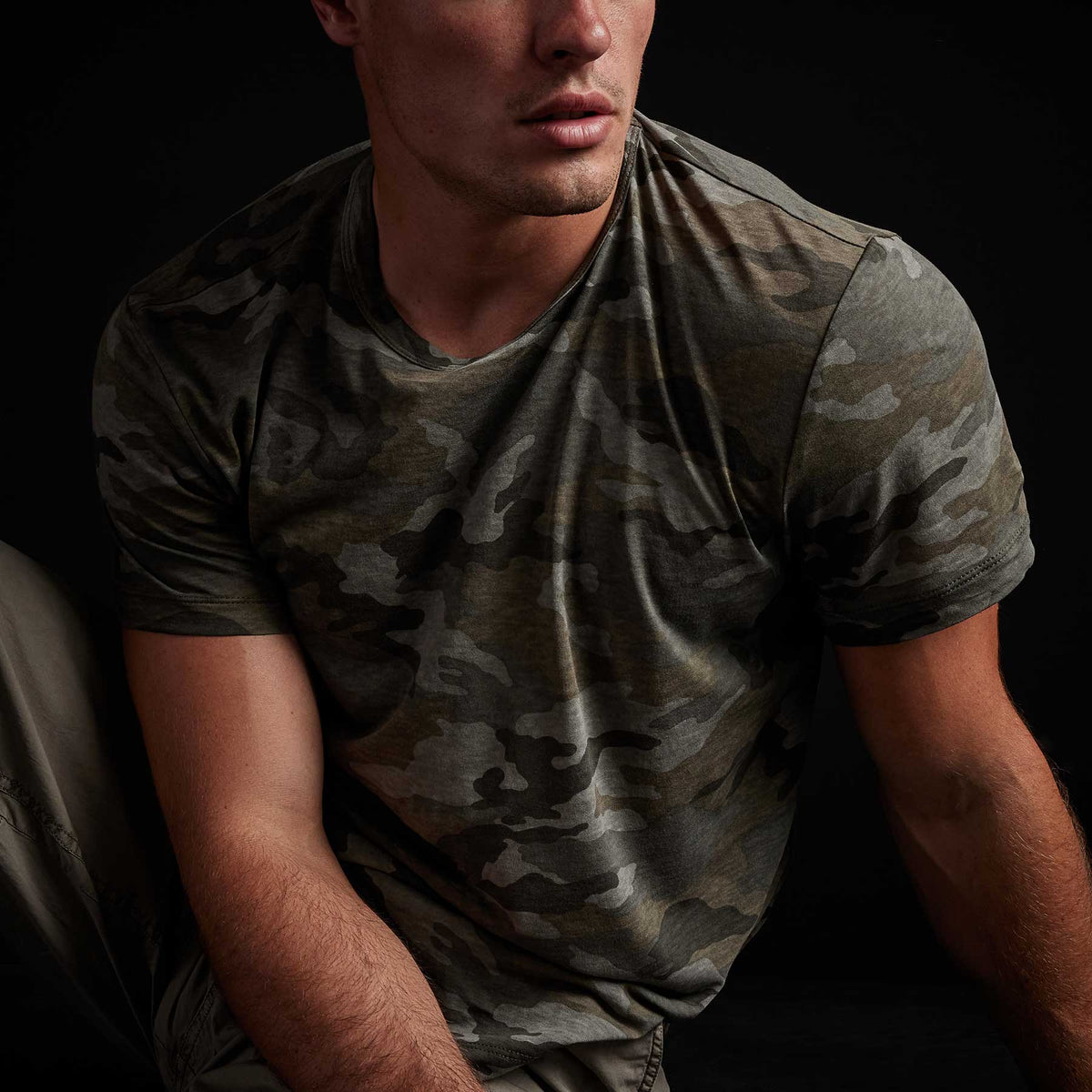 Clear Jersey Camo Crew in Jungle Camo | James Perse Los Angeles
