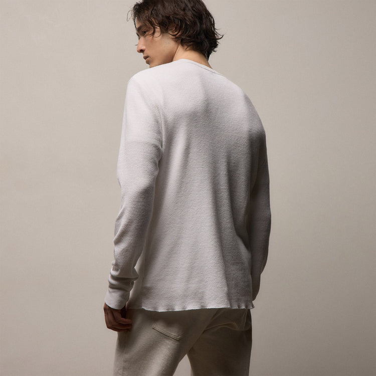 Cotton Linen Thermal Henley in White | James Perse Los Angeles