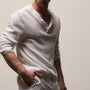 Cotton Linen Thermal Henley in White | James Perse Los Angeles