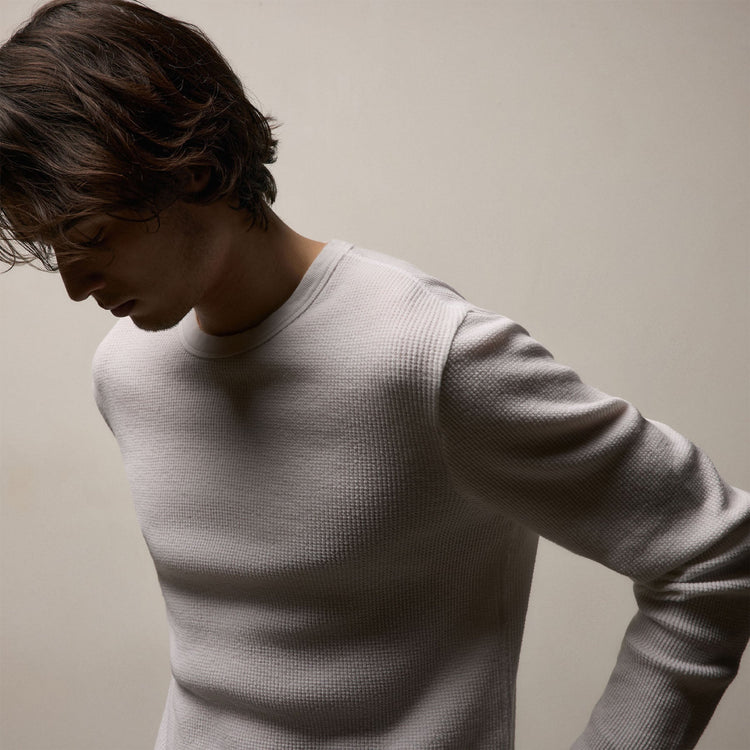 Cotton Linen Thermal Crew in White | James Perse Los Angeles