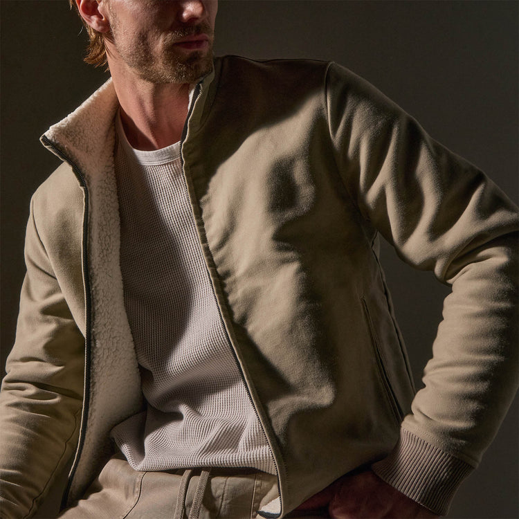 Cotton Moleskin Flight Jacket in Overcast | James Perse Los Angeles