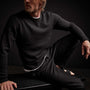 Contrast Link Crew Neck Sweater - Black/Bronze | James Perse Los Angeles