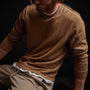 Contrast Link Crew Neck Sweater - Bronze/Ivory | James Perse Los Angeles