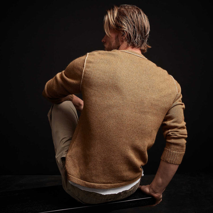 Contrast Link Crew Neck Sweater - Bronze/Ivory | James Perse Los Angeles