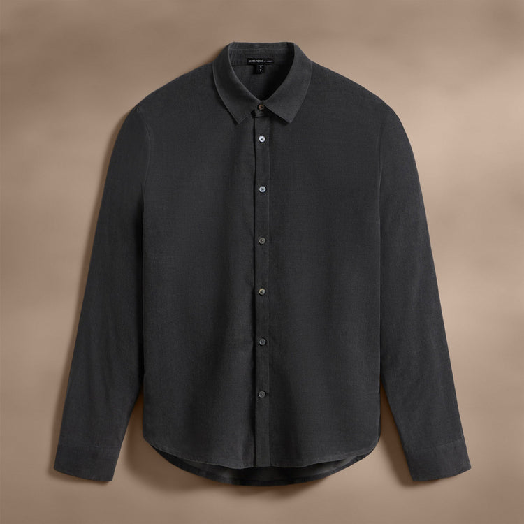 Cotton Cashmere Blend Corduroy Shirt in Carbon | James Perse Los Angeles