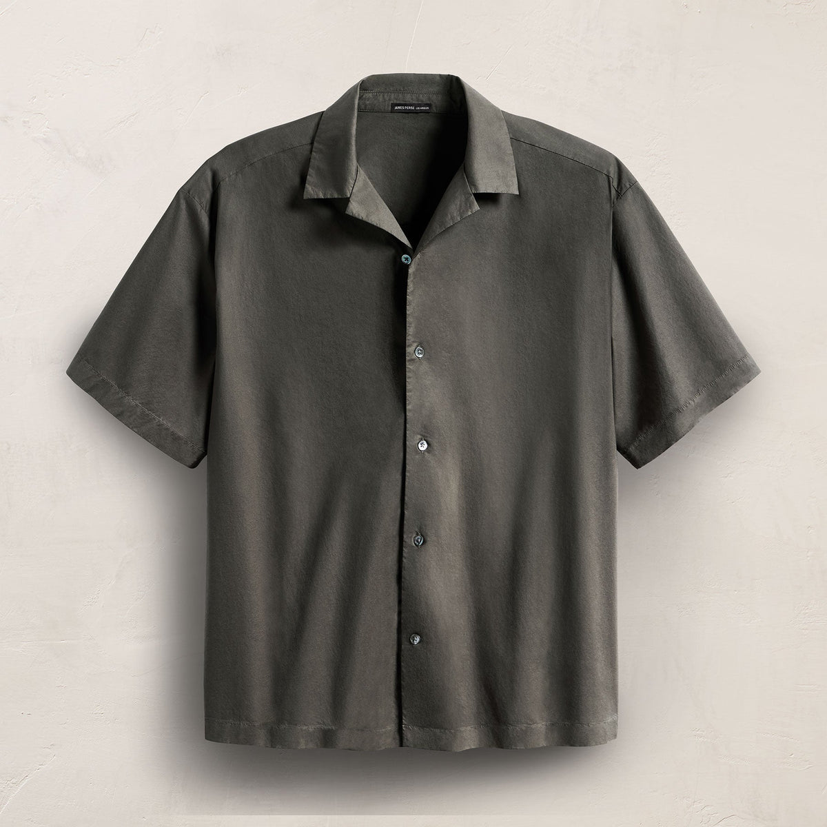 Oversized Stretch Poplin Short Sleeve Shirt in Granite | James Perse Los Angeles