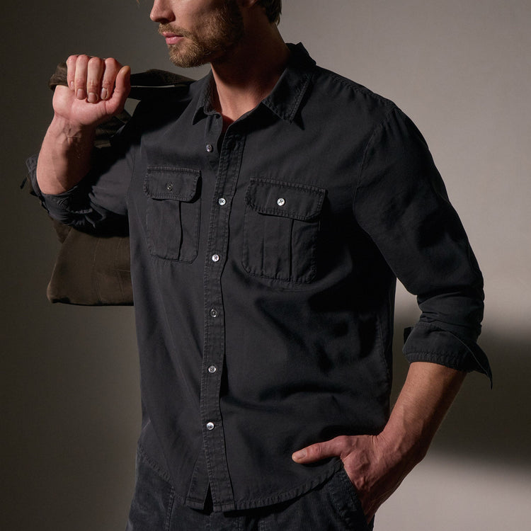 Cotton Wool Twll Utility Shirt in Magma Pigment | James Perse Los Angeles