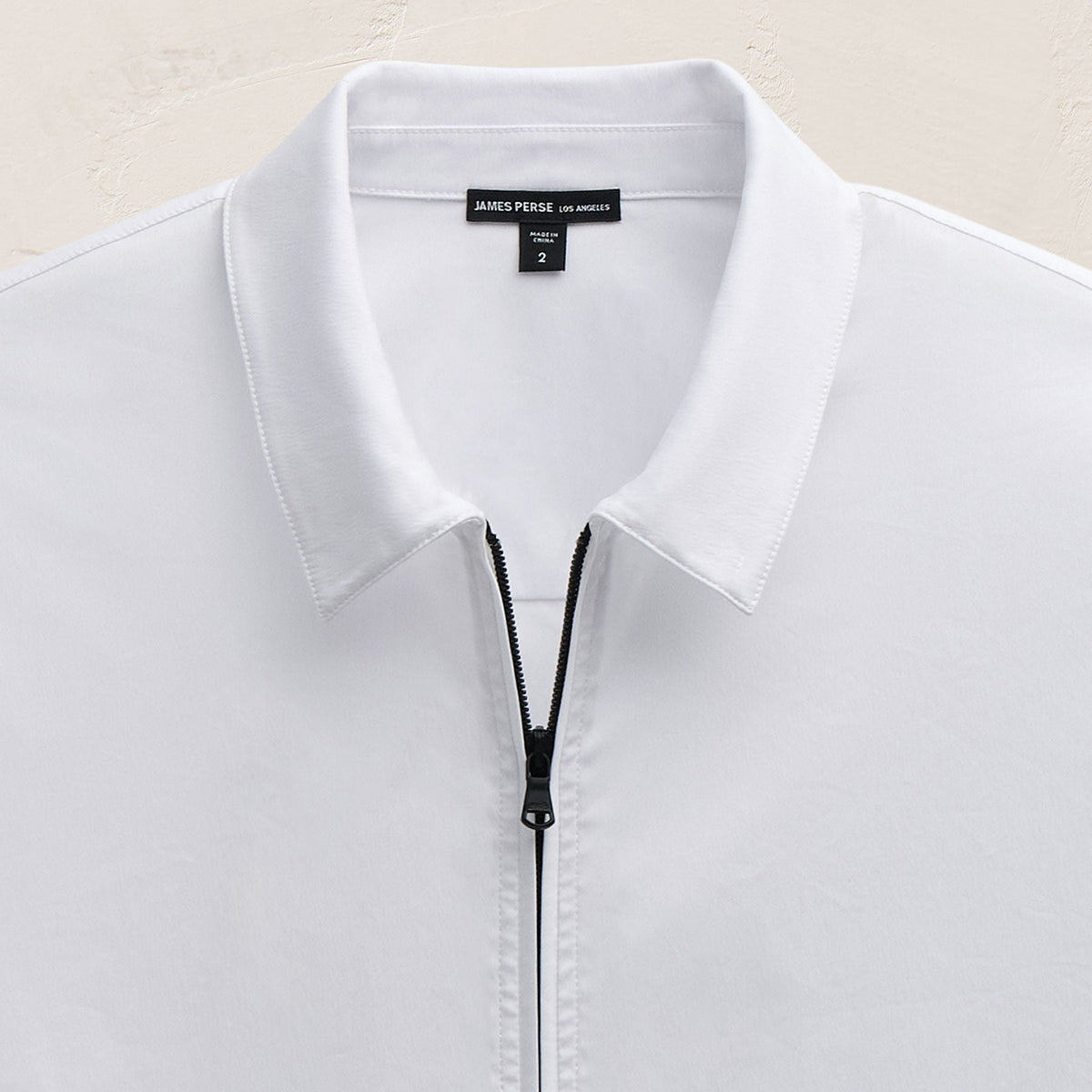 Zip Up Shirt in White | James Perse Los Angeles FLAT