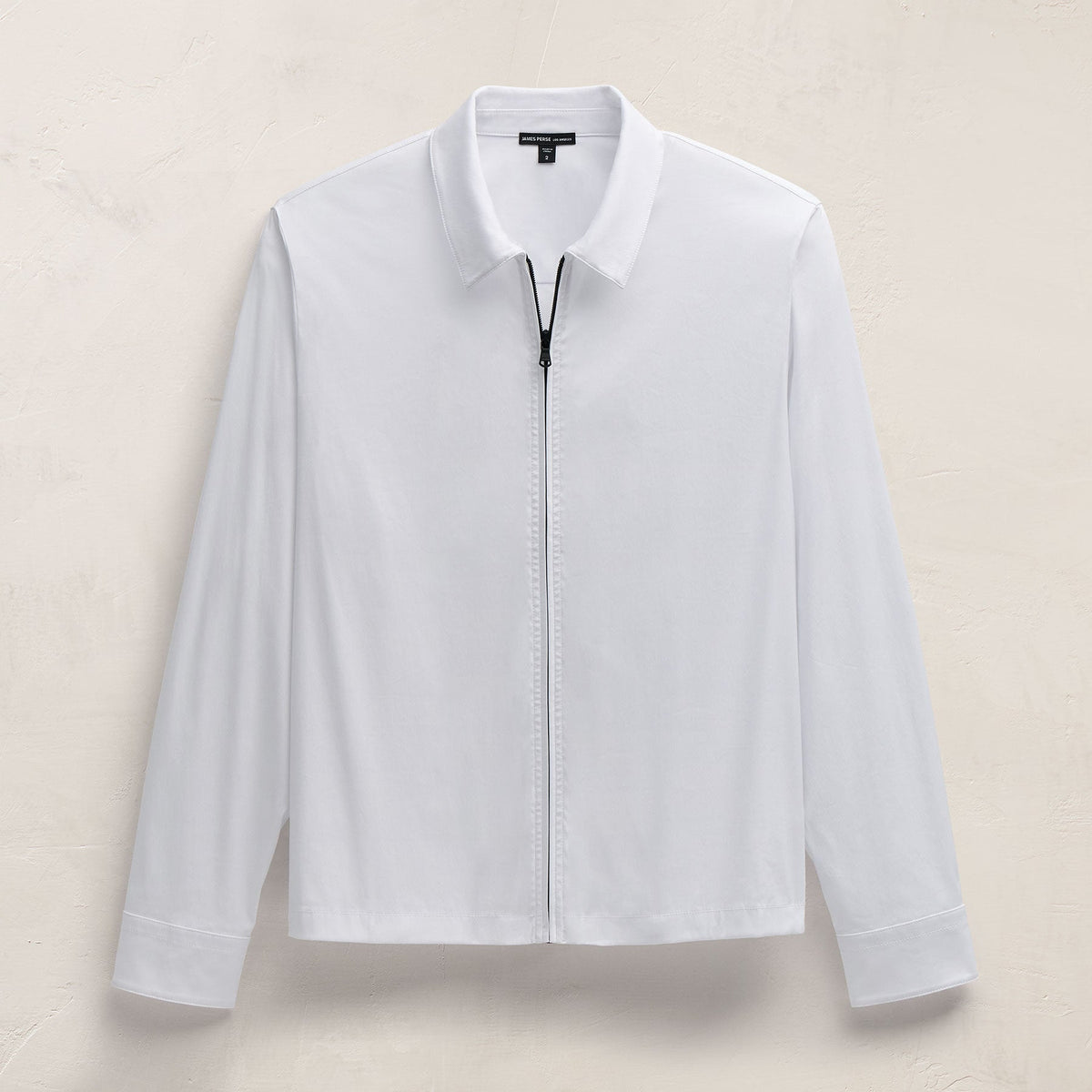 Zip Up Shirt in White | James Perse Los Angeles FLAT