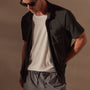 Cotton Terry Placket Short Sleeve in Carbon | James Perse Los Angeles