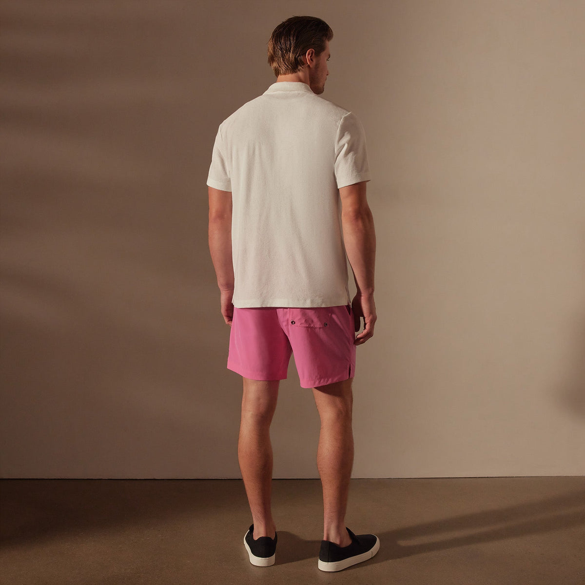 Cotton Terry Placket Short Sleeve in White | James Perse Los Angeles