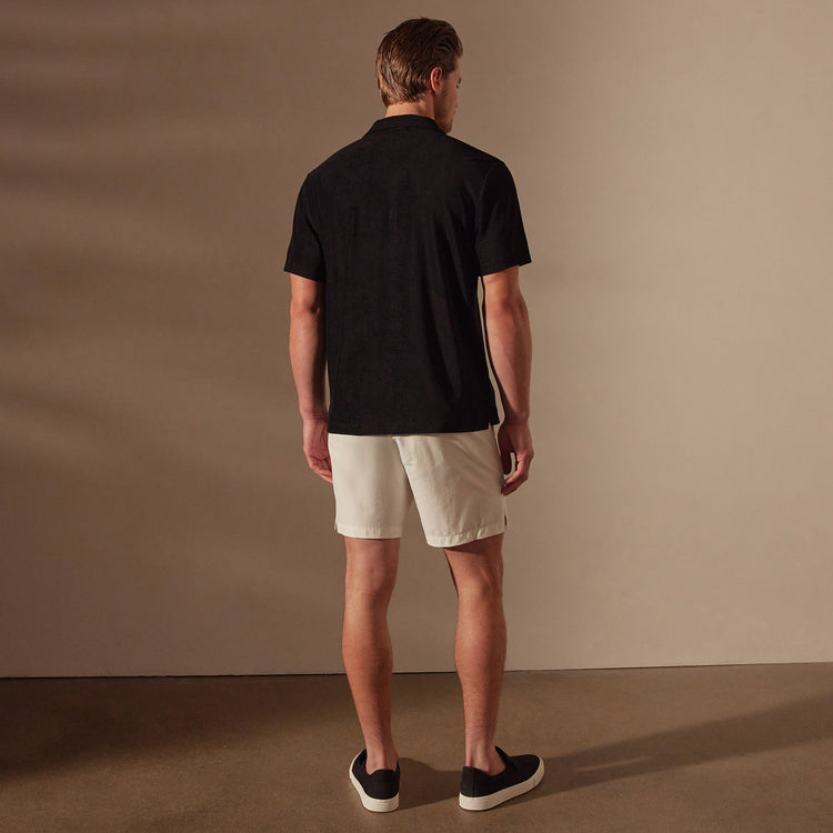 Cotton Terry Short Sleeve Polo in Black | James Perse Los Angeles
