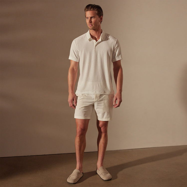 Cotton Terry Short Sleeve Polo in White | James Perse Los Angeles