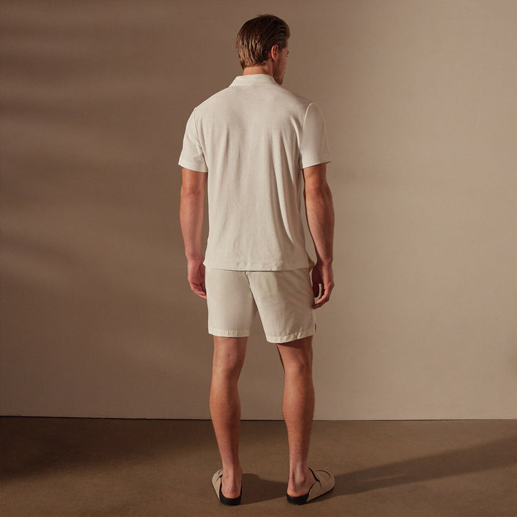 Cotton Terry Short Sleeve Polo in White | James Perse Los Angeles