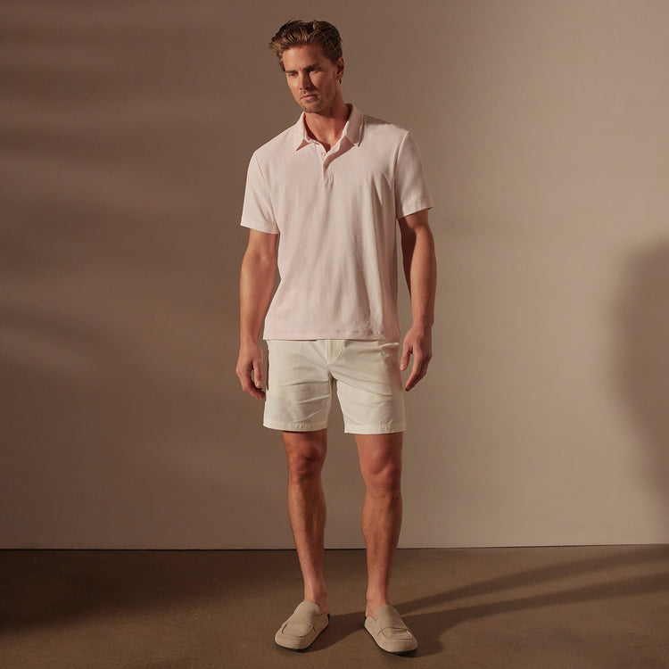 Cotton Terry Short Sleeve Polo in Zephyr | James Perse Los Angeles