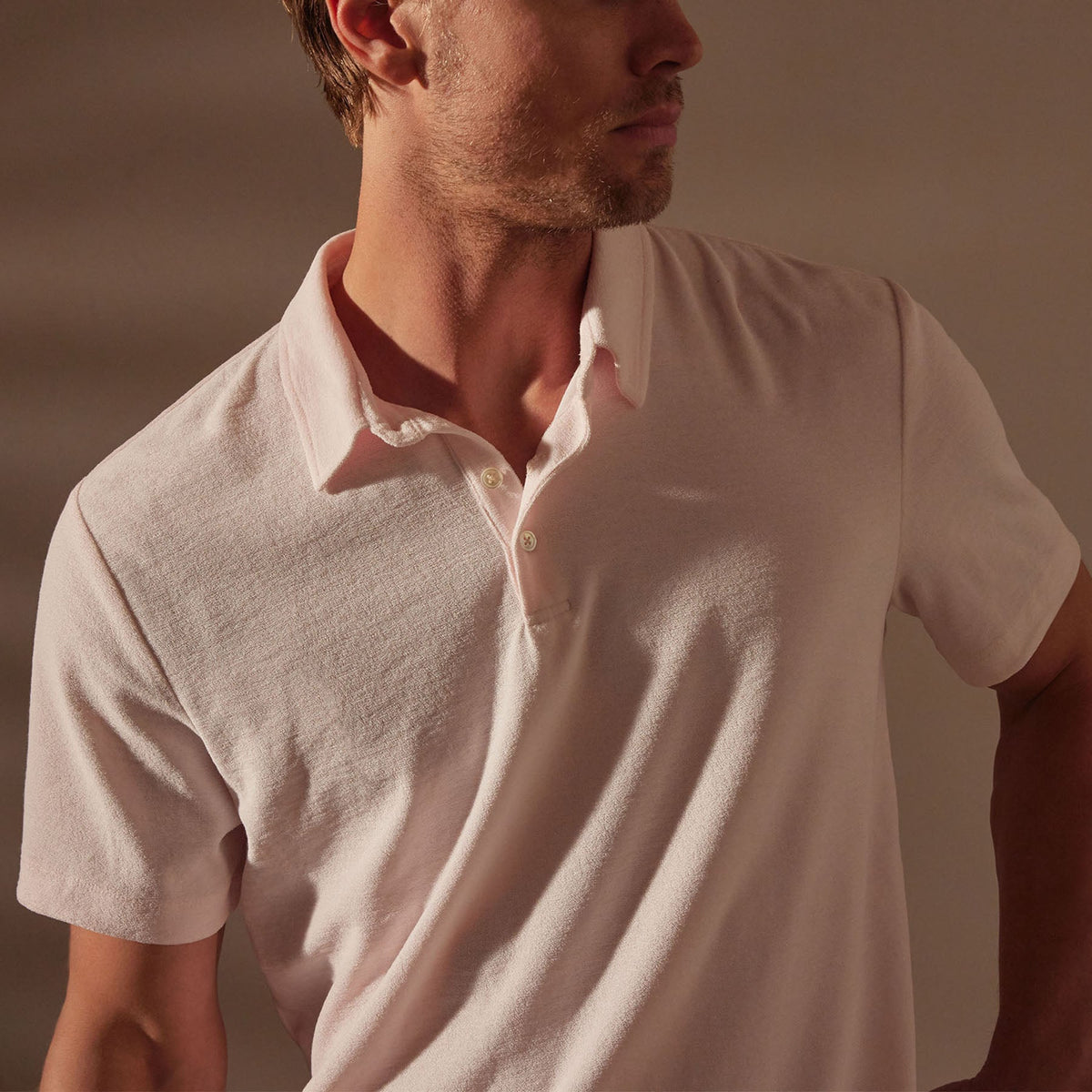 Cotton Terry Short Sleeve Polo in Zephyr | James Perse Los Angeles