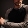 Y/OSEMITE Graphic Performance Knit Raglan - Black/Raccoon Grey | James Perse Los Angeles