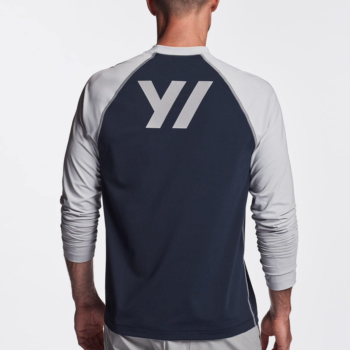 Y/OSEMITE Graphic Performance Knit Raglan In Deep/Steel | James Perse Los Angeles